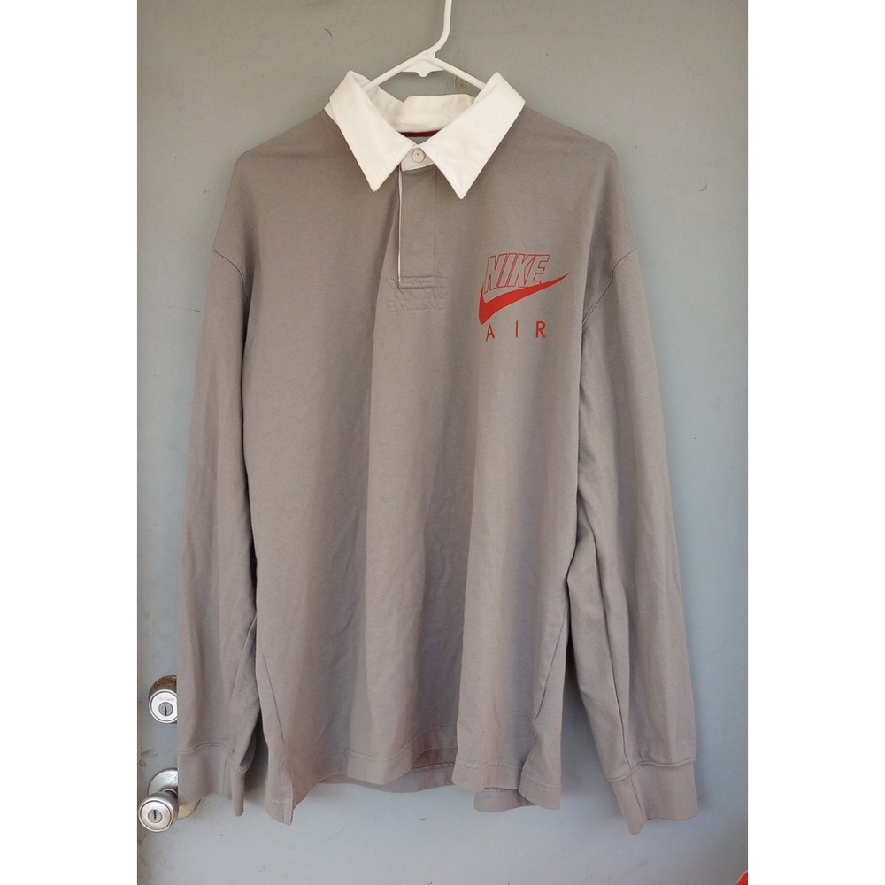 Vintage Nike Air Rugby Shirt Number‎ 9 XXL Gray Red Logo Swoosh